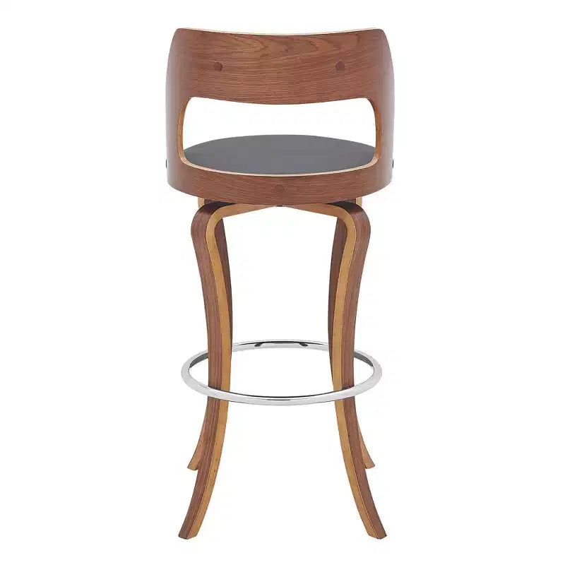 Faux Leather and Wood Swivel Bar Stool