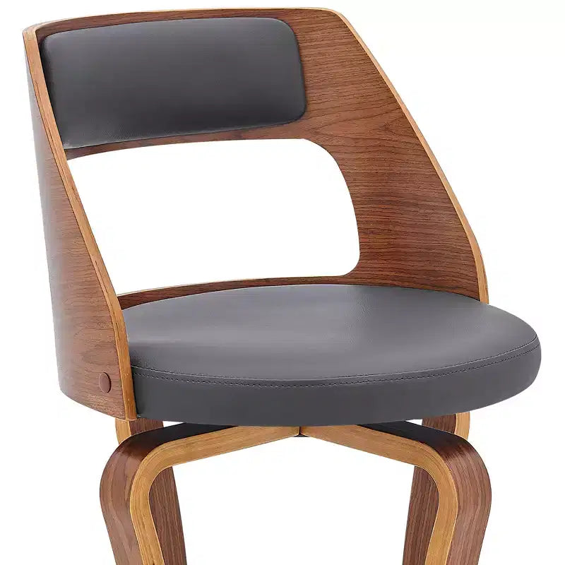 Faux Leather and Wood Swivel Bar Stool