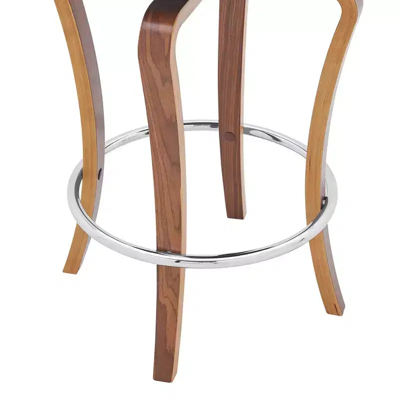 Faux Leather and Wood Swivel Bar Stool