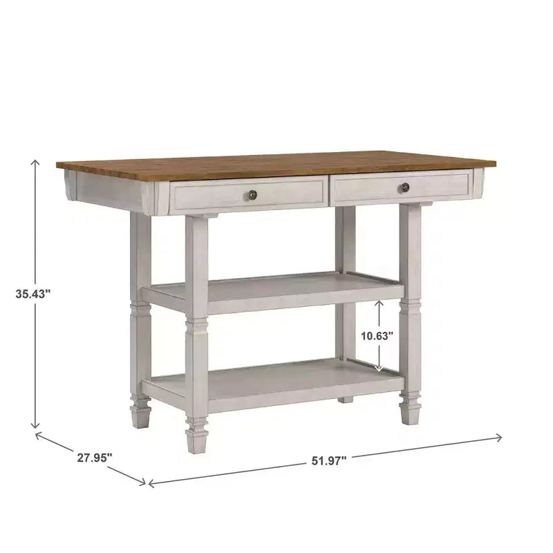 Two-Tone Kitchen Island With Oak Top