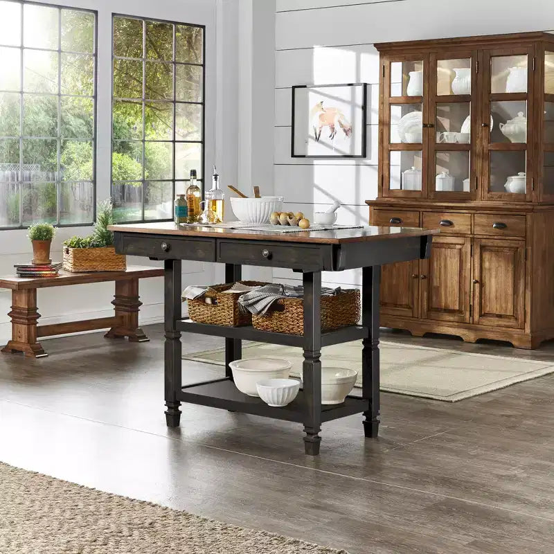 Two-Tone Kitchen Island With Oak Top