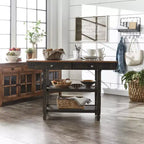 Isola da cucina bicolore con piano in rovere