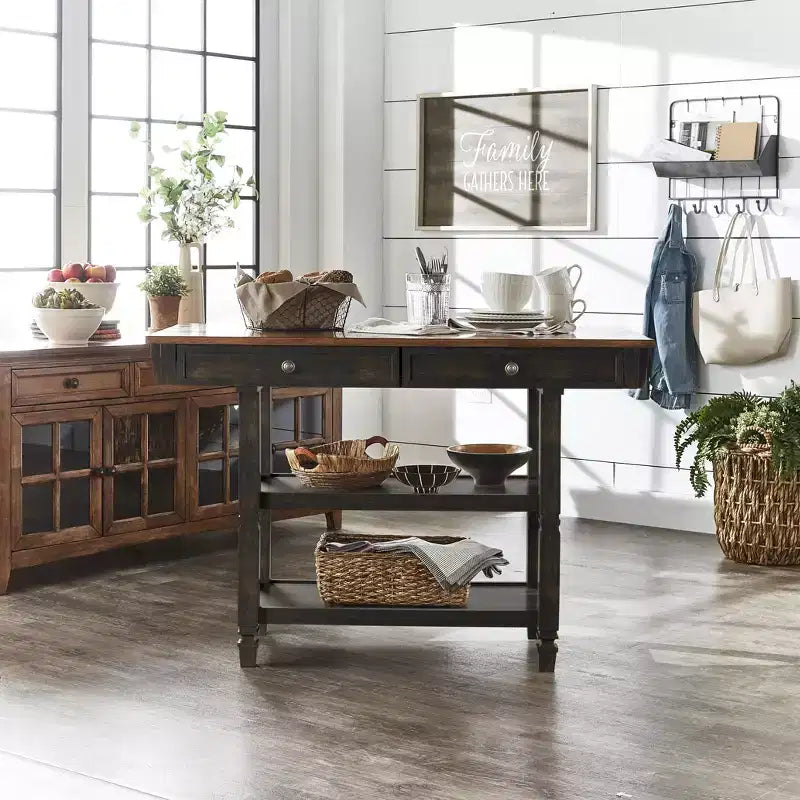 Two-Tone Kitchen Island With Oak Top