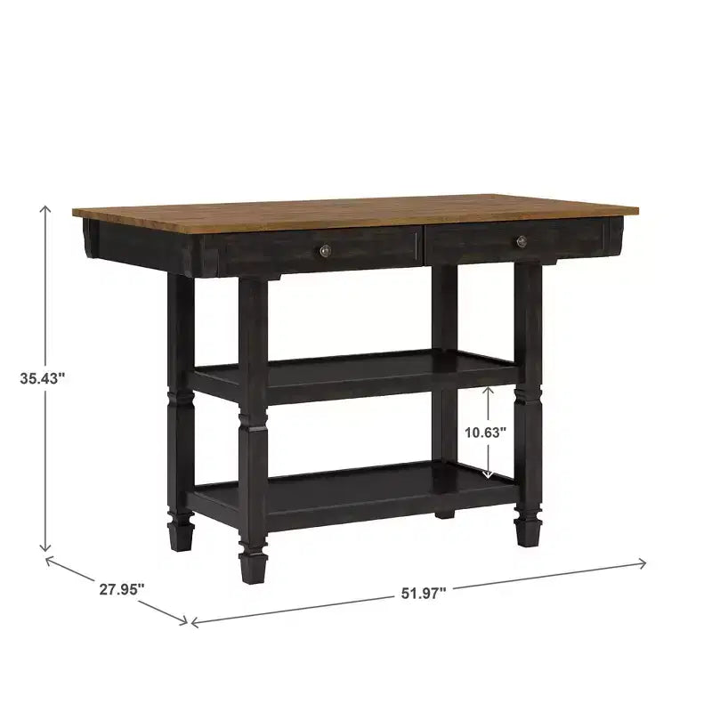 Two-Tone Kitchen Island With Oak Top