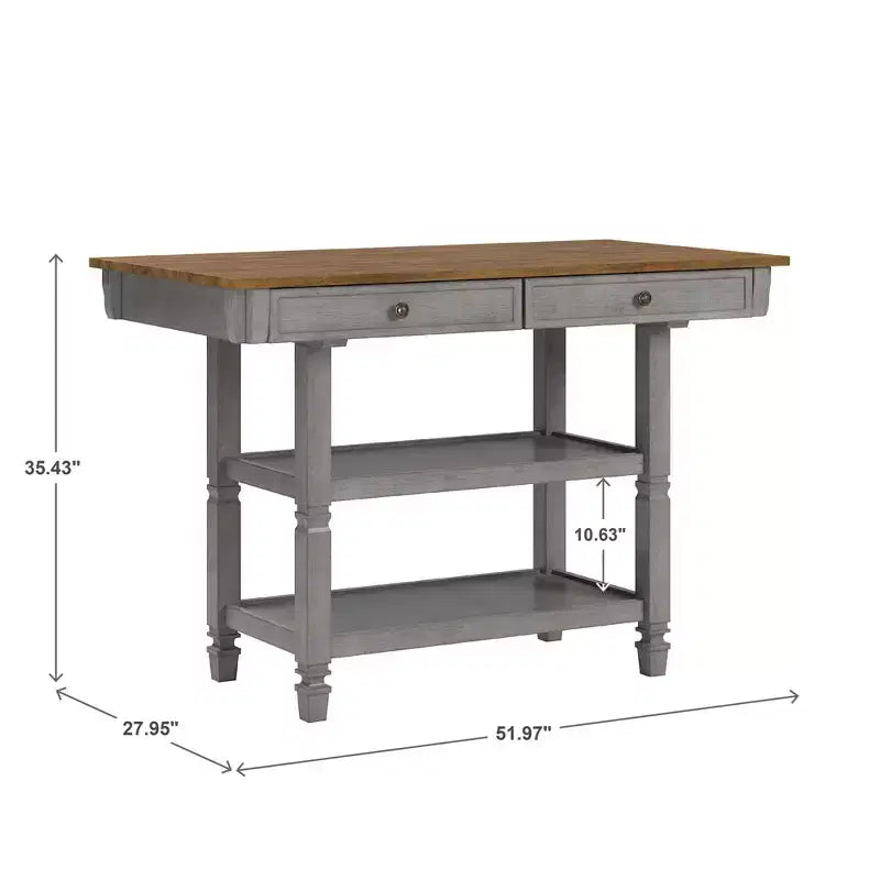Two-Tone Kitchen Island With Oak Top