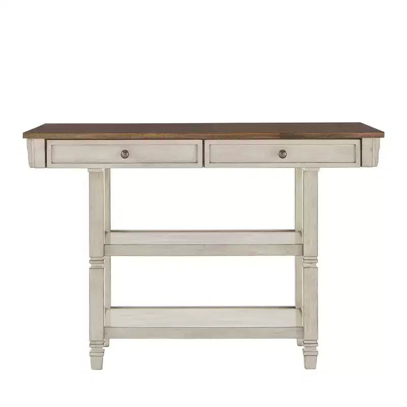 Two-Tone Kitchen Island With Oak Top