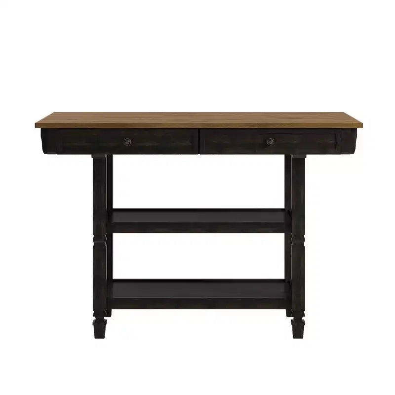 Two-Tone Kitchen Island With Oak Top