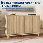 Credenza con ante scanalate, buffet da 55', moderno mobile contenitore scanalato con ripiani e ante regolabili, credenza decorativa per cucina e angolo caffè