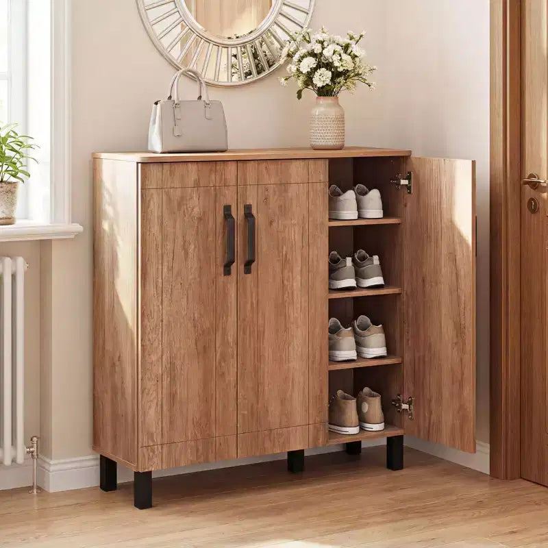 5-Tier Shoe Storage Cabinet w/3 Doors Removable Shelves & Ventilation Hole