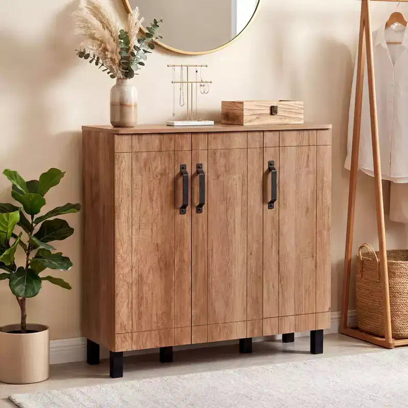 5-Tier Shoe Storage Cabinet w/3 Doors Removable Shelves & Ventilation Hole