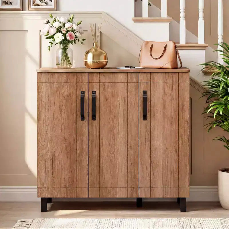 5-Tier Shoe Storage Cabinet w/3 Doors Removable Shelves & Ventilation Hole