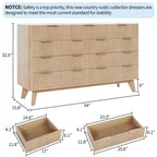 Cassettiera moderna a onde scanalate da 54, cassettiera in legno a 9 cassetti con maniglie in metallo e profilo curvo, elegante mobile TV per camera da letto, soggiorno e ingresso