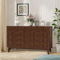 54 Modern Fluted Wave Dresser,9-Drawer Wooden Chest with Metal Handles & Curved Profile, Stylish TV Stand for Bedroom, Living Room, Entryway