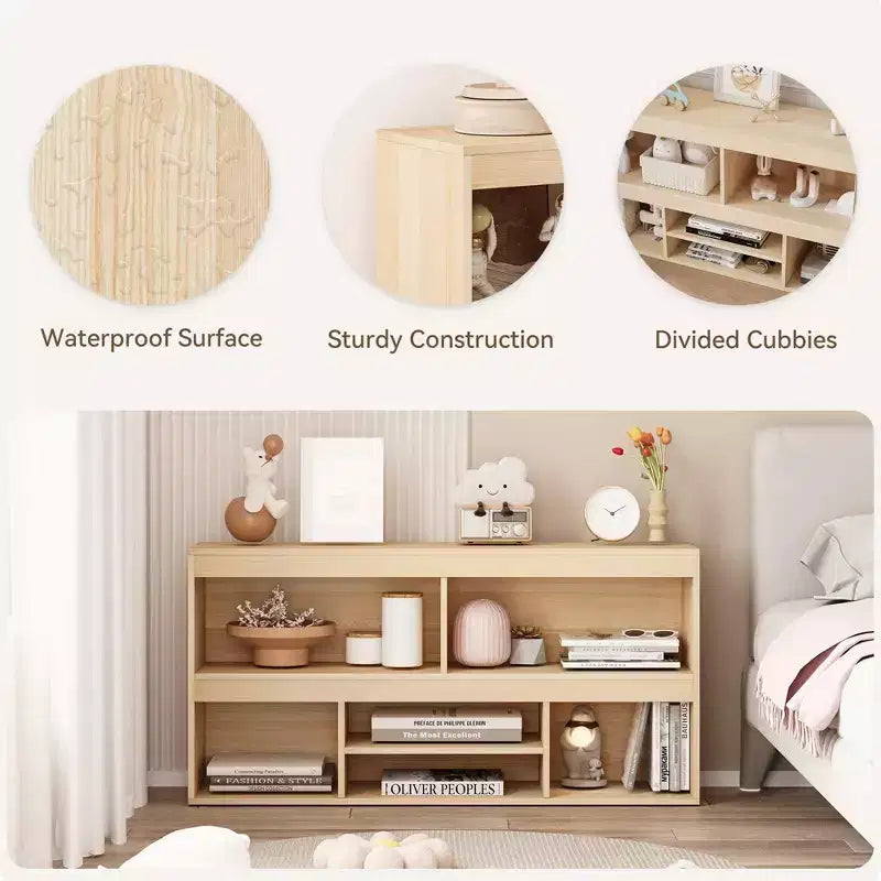Toy Storage Organizer for Kids Room with Drawer, Wooden 6-Cube Bookcase & Toy Shelf, Cube Storage Organizer for Playhouse, Classroom & Nursery
