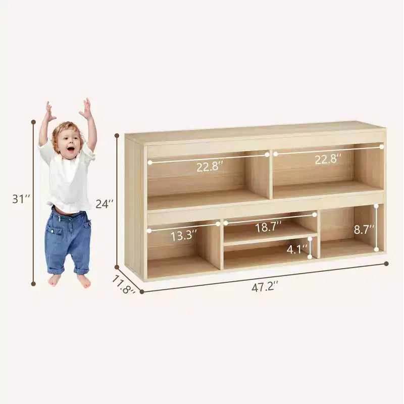 Toy Storage Organizer for Kids Room with Drawer, Wooden 6-Cube Bookcase & Toy Shelf, Cube Storage Organizer for Playhouse, Classroom & Nursery
