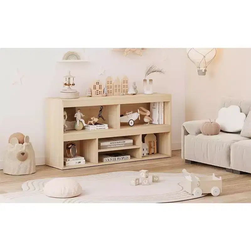 Toy Storage Organizer for Kids Room with Drawer, Wooden 6-Cube Bookcase & Toy Shelf, Cube Storage Organizer for Playhouse, Classroom & Nursery
