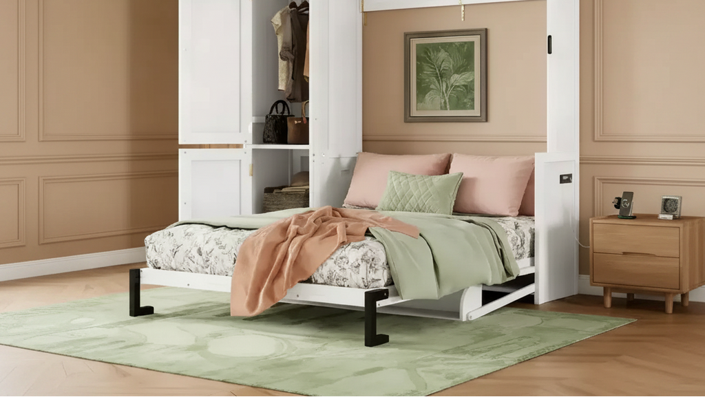 Queen Murphy Bed with Wardrobe and Desk