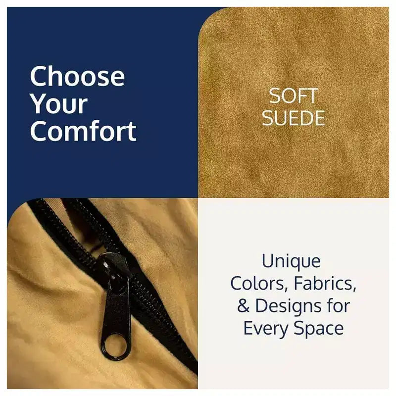 3ft Bean Bag Chair, Oversized Indoor Comfy Lounger, Camel Suede