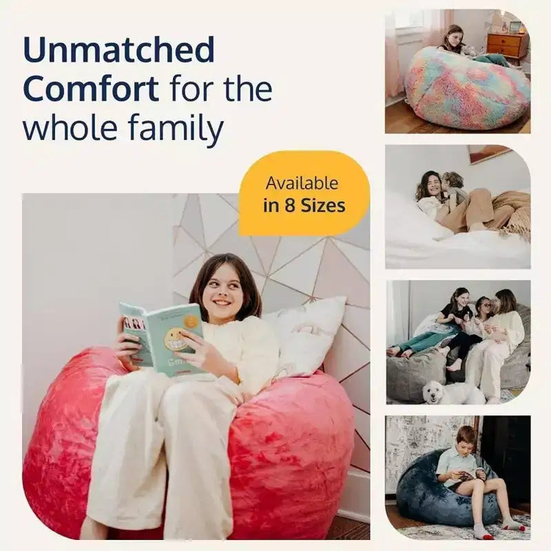 3ft Bean Bag Chair, Oversized Indoor Comfy Lounger, Camel Suede