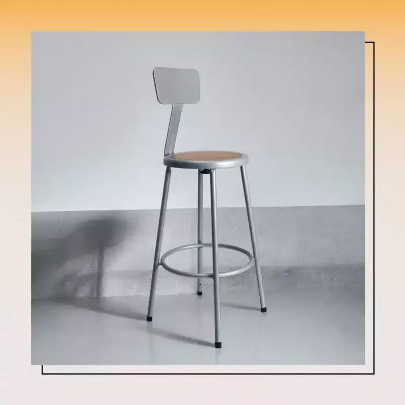 30" Felix Collection Steel Stool with Backrest Gray