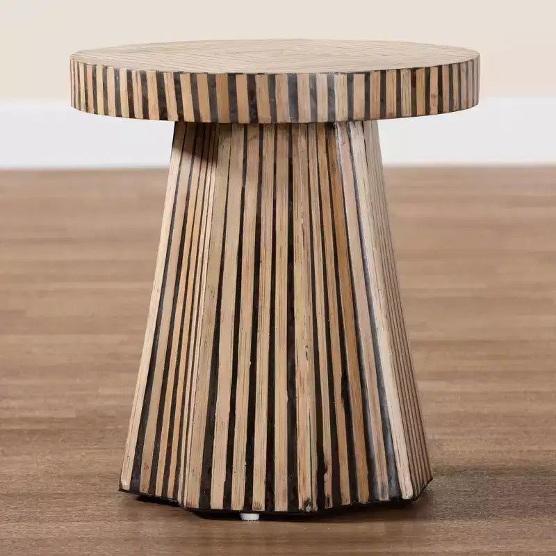 Two Tone Bamboo End Table Dark Brown/Natural Brown