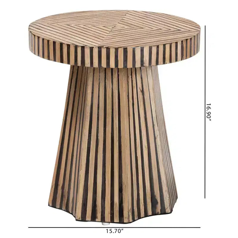 Two Tone Bamboo End Table Dark Brown/Natural Brown