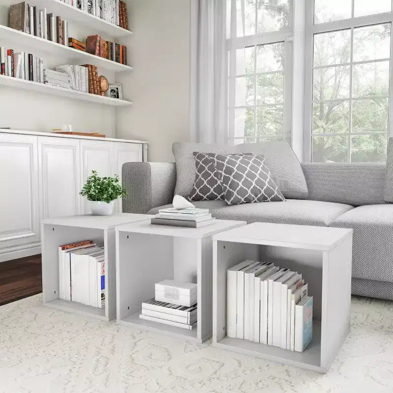 Contemporary Stackable Modular Cube End Table