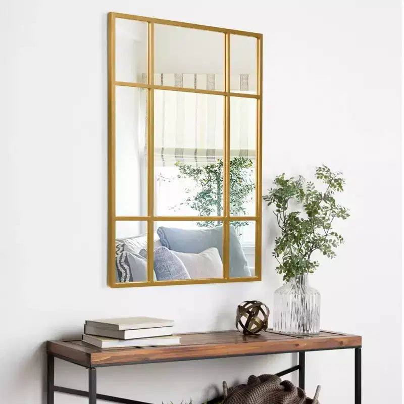 Rectangle Metal Windowpane Mirror Decorative Wall Mirror Large Hanging Mirror