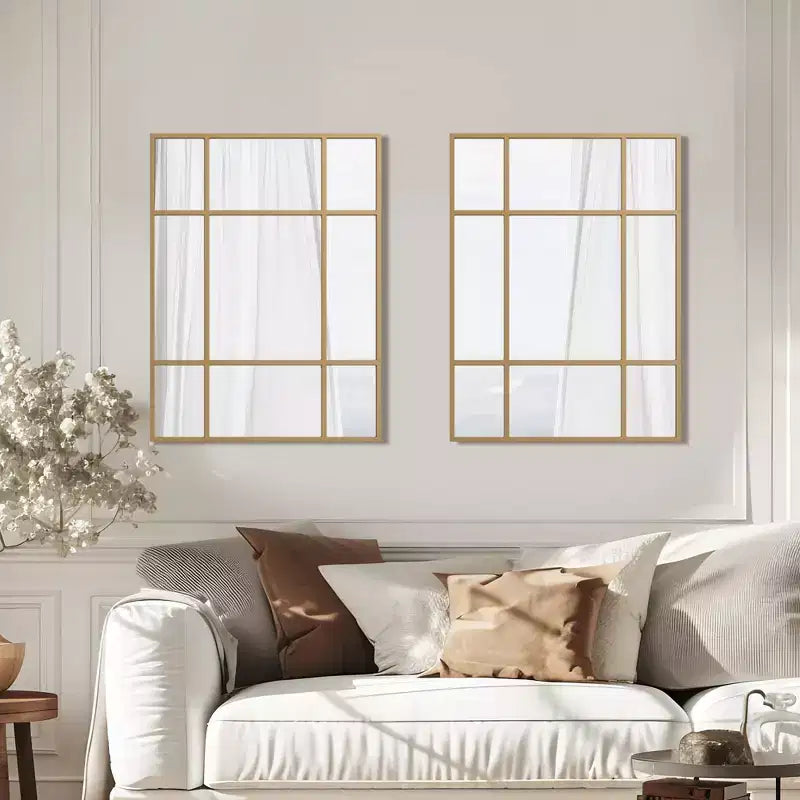Rectangle Metal Windowpane Mirror Decorative Wall Mirror Large Hanging Mirror