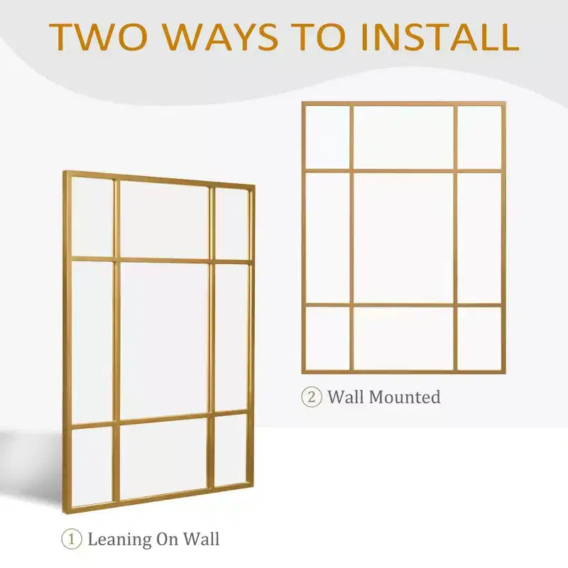 Rectangle Metal Windowpane Mirror Decorative Wall Mirror Large Hanging Mirror
