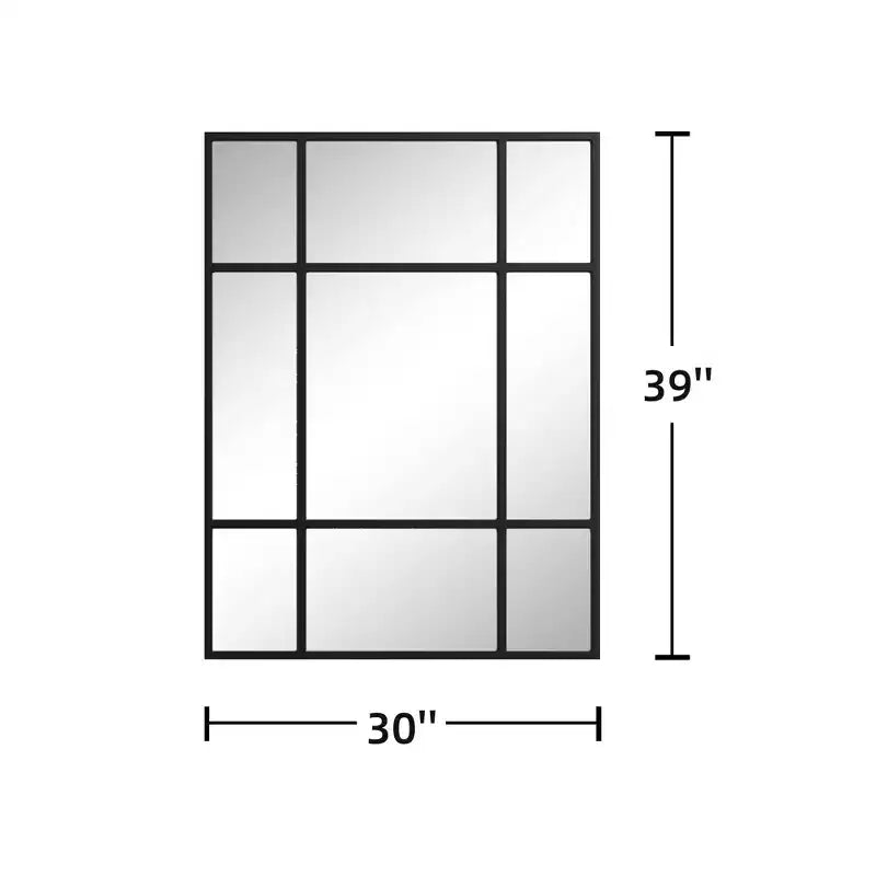 Rectangle Metal Windowpane Mirror Decorative Wall Mirror Large Hanging Mirror
