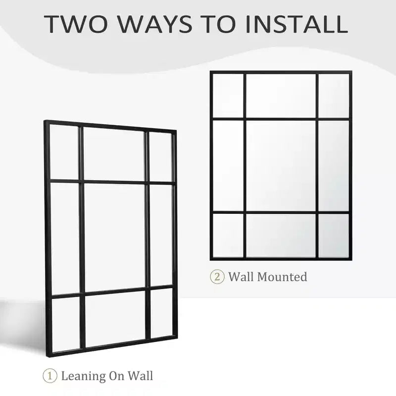 Rectangle Metal Windowpane Mirror Decorative Wall Mirror Large Hanging Mirror