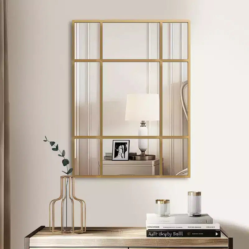 Rectangle Metal Windowpane Mirror Decorative Wall Mirror Large Hanging Mirror