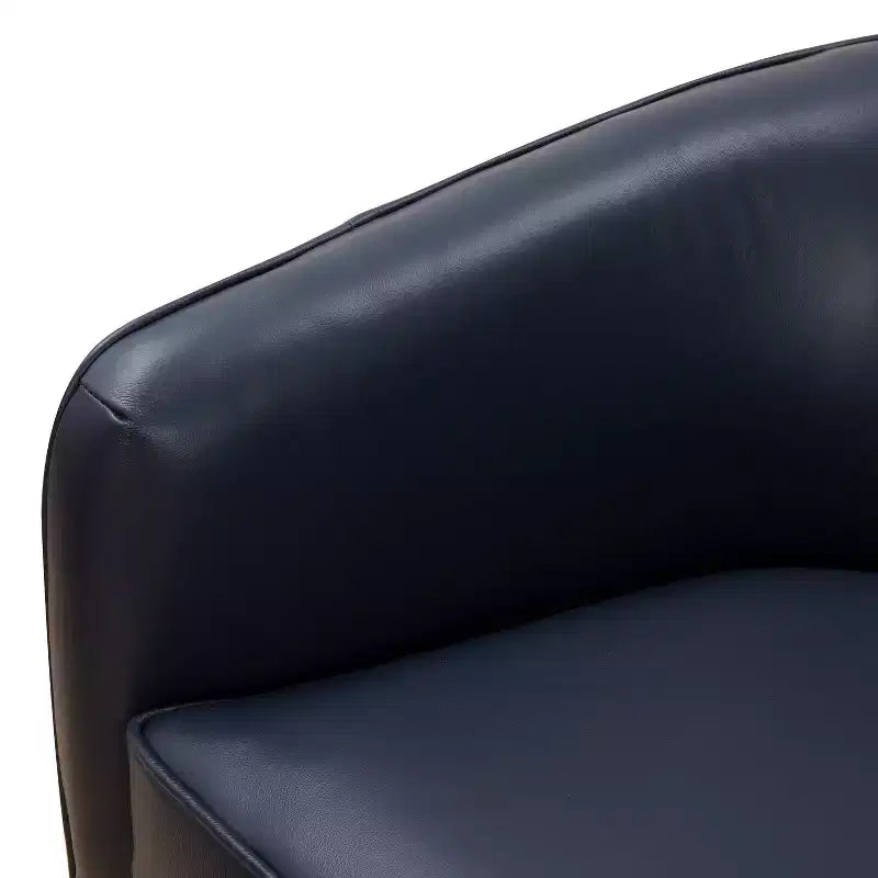 Top Grain Leather Wood Base Swivel Accent Chair