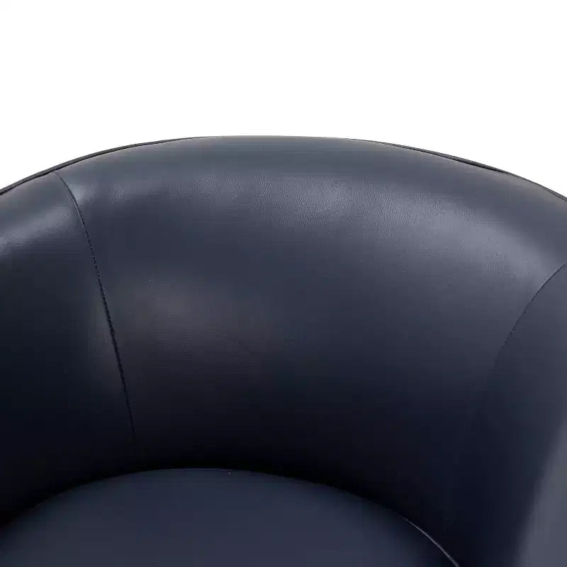 Top Grain Leather Wood Base Swivel Accent Chair
