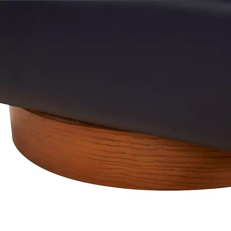 Top Grain Leather Wood Base Swivel Accent Chair