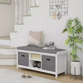 Shoe Bench with Cushion, Storage Bench for Entryway with Padded Seat, 2 Drawers and Adjustable Shelf for Hallway, Living Room, Bedroom, White