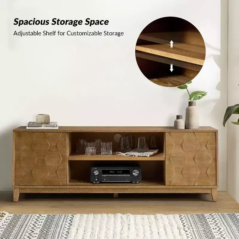 Modern 72 TV Stand for TVs up to 78 with Hexagonal Cabinet Doors