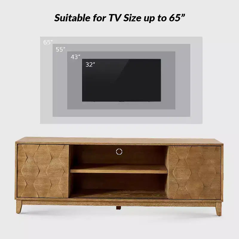 Modern 72 TV Stand for TVs up to 78 with Hexagonal Cabinet Doors