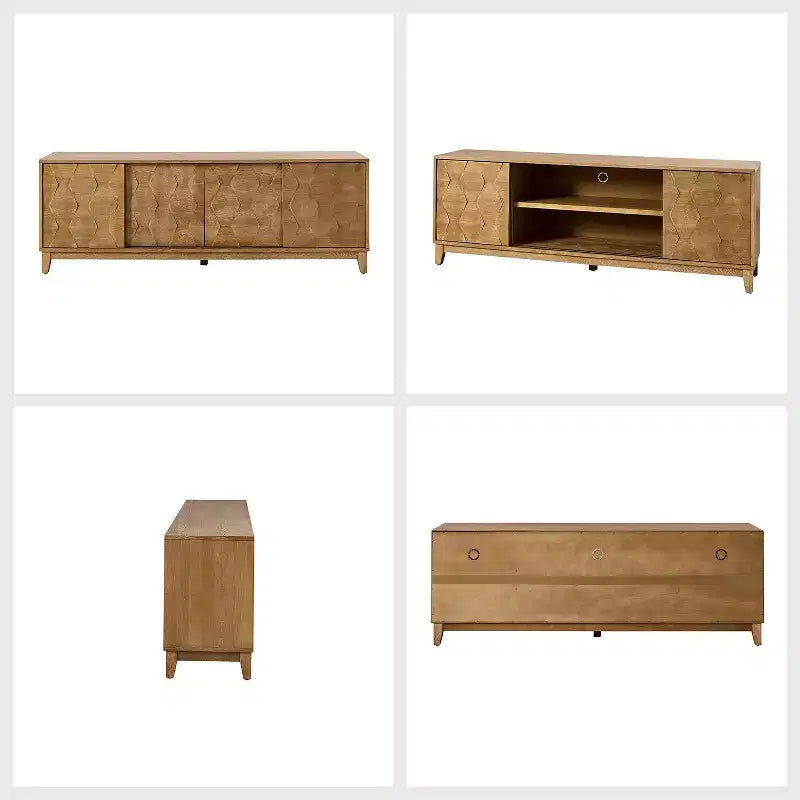 Modern 72 TV Stand for TVs up to 78 with Hexagonal Cabinet Doors