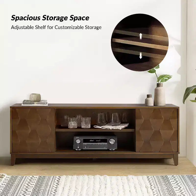 Modern 72 TV Stand for TVs up to 78 with Hexagonal Cabinet Doors