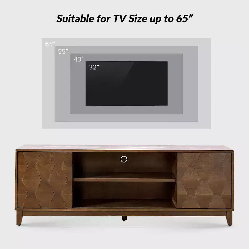 Modern 72 TV Stand for TVs up to 78 with Hexagonal Cabinet Doors