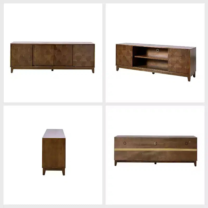Modern 72 TV Stand for TVs up to 78 with Hexagonal Cabinet Doors