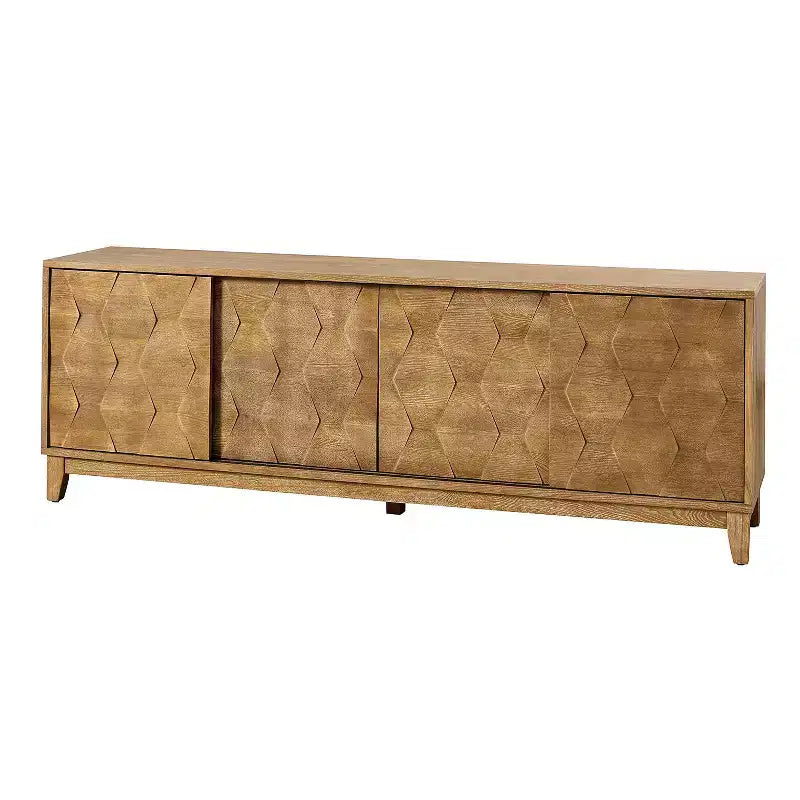 Modern 72 TV Stand for TVs up to 78 with Hexagonal Cabinet Doors