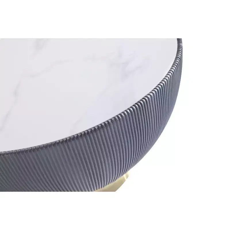 Leatherette Upholstered Coffee Table with Faux Marble Tabletop