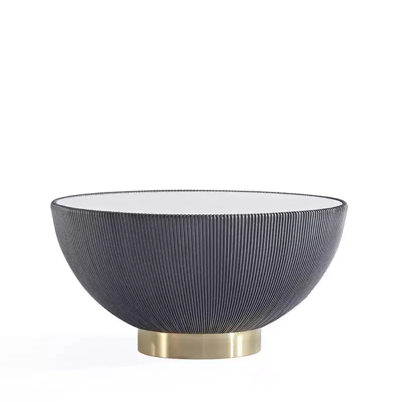 Leatherette Upholstered Coffee Table with Faux Marble Tabletop