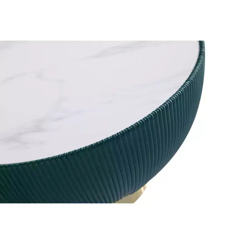 Leatherette Upholstered Coffee Table with Faux Marble Tabletop