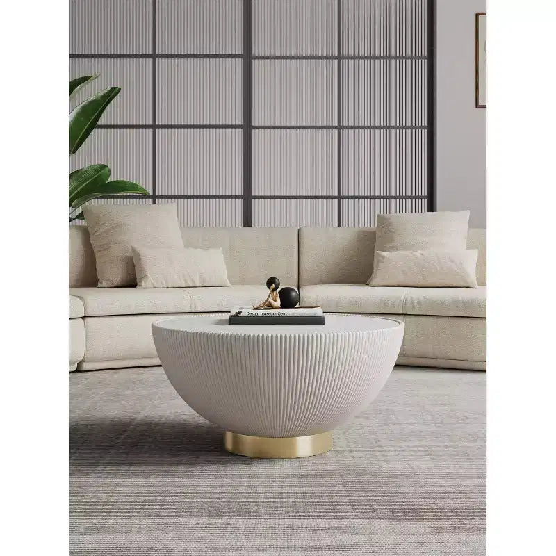 Leatherette Upholstered Coffee Table with Faux Marble Tabletop
