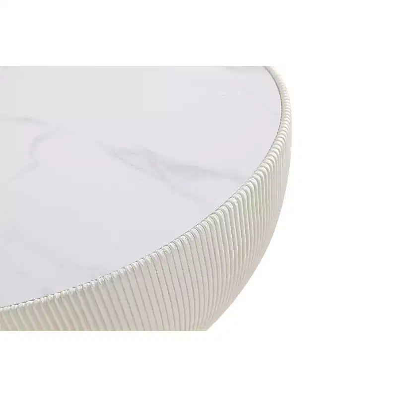 Leatherette Upholstered Coffee Table with Faux Marble Tabletop
