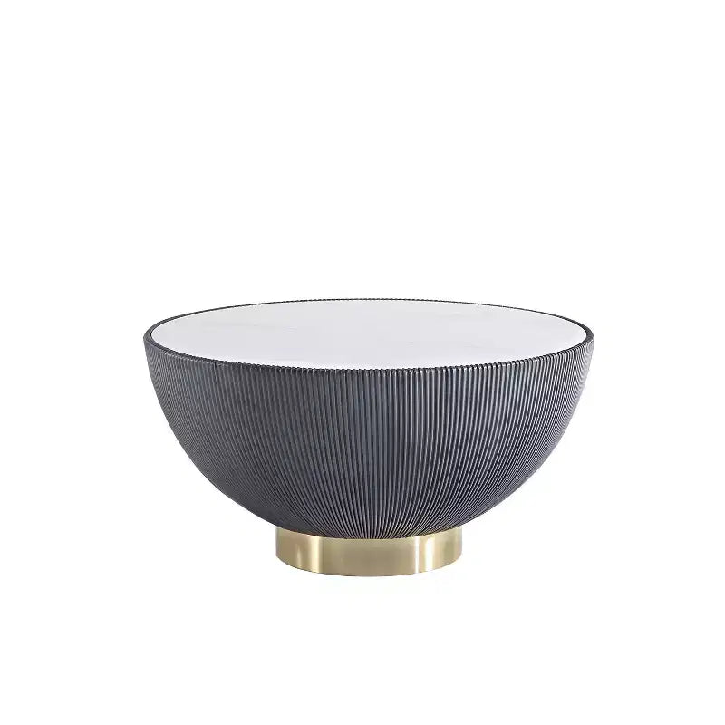 Leatherette Upholstered Coffee Table with Faux Marble Tabletop